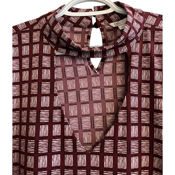 CATO  Womens 22/24W 1970s Style Long Sleeve Tunic Red and White Checkered - Picture 2 of 12